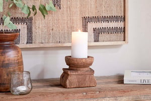 nkuku Thoko Reclaimed Square Candlestick | Candles Holders & Lanterns | One Size | Dark Stain