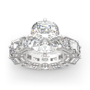 Jeulia Cushion Cut Three Sided Pave Sterling Silver Eternity Ring