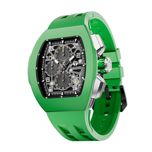 TSAR BOMBA Men's Quartz Watch | Green | Atomic TB8214 | Fluororubber Bezel | Luxury Sport Watch | 50M Waterproof Sapphire Glass FKM Rubber Strap