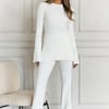 HELLO MOLLY Cozy Holidays Ribbed Pants Cream