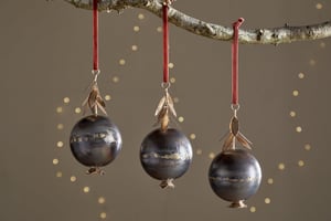 nkuku Kalira Baubles Set Of 3 | Christmas Decorations | Black/Brass
