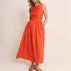 Orange Ruched Monica Midi Dress