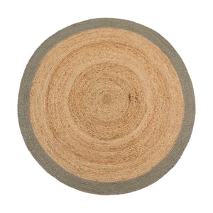 Jute Border Rug Sage Green - 150cm Circle
