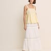 Butter Yellow Embroidered Lace Trim Top