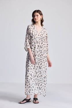 Maxi Dress with Side Slits in Mosaic - Mosaic / XL