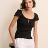 Black Broderie Milkmaid Jersey Top