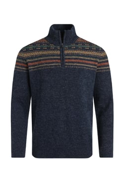 Weird Fish Larner 1/4 Zip Fair Isle Jumper Midnight Size M