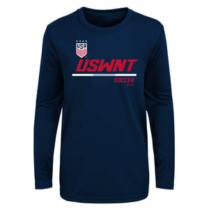 Youth Outerstuff US WNT Engage Poly Navy Long Sleeve Tee / S