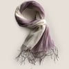 Linen Gradient Fringed Light Scarf - Plum White / One Size