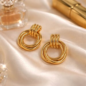 Chunky Knot Interlocking Hoop Stud Earrrings