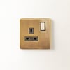 Single Florence plug socket in brass