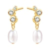 Hanging Pearl Drop Stud Earrings Sterling Silver