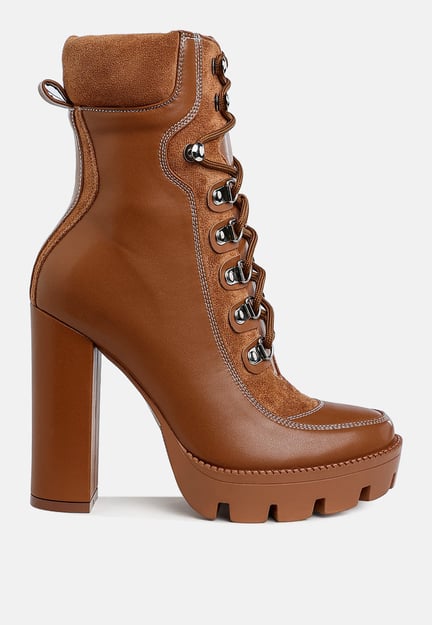 Yeti High Heel Lace Up Biker Boots