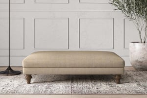 nkuku Deni Large Dining Footstool | Make To Order | Brera Linen Pebble | No Colour