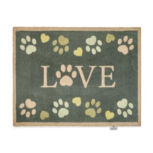 Love Paws Green Washable Doormat - 65x85cm