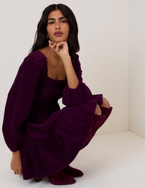Purple Velvet Elsa Mini Dress