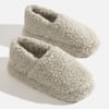 QE Home Wooly Fleece Slippers in Grey Mist, White, Medium