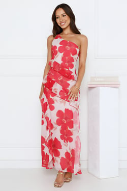 Summer Serenade One Shoulder Maxi Dress Pink