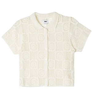Obey Womens Agatha Crotchet Knit Sweater Unbleached