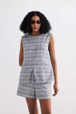 Cotton Tweed Shorts in Grey - Steel Breeze / L