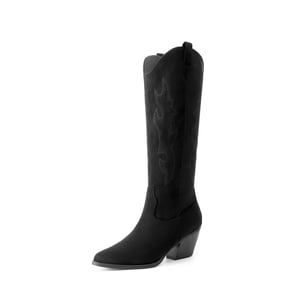 DREAM PAIRS Block Heel Knee high Cowgirl Boots