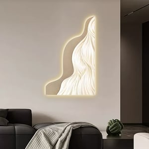 39.4" Modern Abstract Geometric Champagne Acrylic Wall Art with LED Backlighting