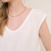 White Turn Up Sleeve Jersey Top