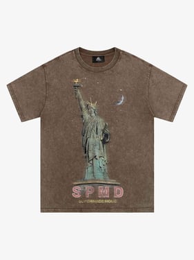 Thesupermade Statue Of Liberty Vintage T-shirt - 2132 - Light Brown / 2XL