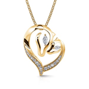 Jeulia "Unique Bond" Mom and Baby Horse Sterling Silver Necklace