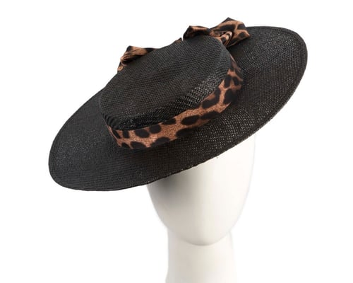 Black & leopard boater hat by Max Alexander