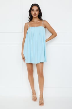 Affluence Pleated Mini Dress Blue