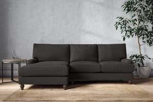 nkuku Marri Large Left Hand Chaise Sofa | Make To Order | Brera Linen Espresso | No Colour