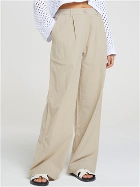 Brave Soul Lexi Wide Leg Trousers - Putty - 14