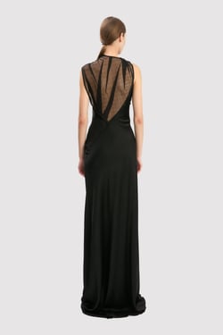 Victoria Beckham Mesh Gown In Black - 14 - Womens