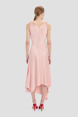 Victoria Beckham Posy Midi Dress In Dusty Pink - 14 - Womens