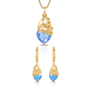 Jeulia Hug Me "Beauty & Elegance" Swan Design Heart Cut Sterling Silver Jewelry Set