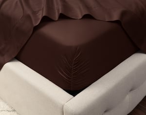 QE Home 500TC Eucalyptus Luxe TENCEL™ Lyocell Sheet Set Fitted Sheet in Chestnut, Brown, Queen