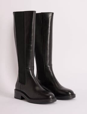 Black Leather Knee High Boots