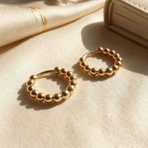 18ct Gold Plated Beaded Huggies