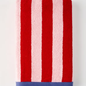 Line Cotton Bath Towel - Red