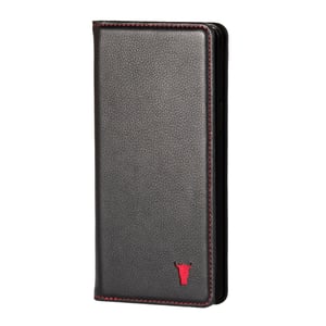 iPhone XR Leather Wallet Case (with stand function) - Black with Red Detail