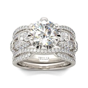 Jeulia Vintage Round Cut Sterling Silver Ring Set