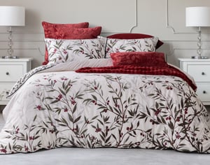 QE Home Laurentian Duvet Cover, Bamboo Cotton, Botanical, White, Double