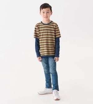 Boys Autumn Stripe Fooler Long Sleeve T-Shirt