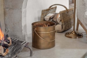 nkuku Mosat Iron Fireside Bucket | Storage | One Size | Antique Brass