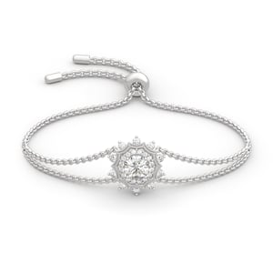 Jeulia "Winter Love" Snowflake Round Cut Sterling Silver Bracelet