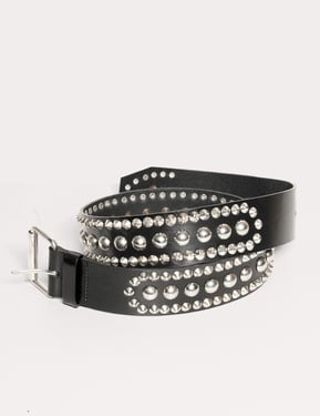Rockstar - Silver Dome Studded Leather Belt