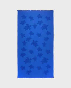 Vilebrequin - Beach Towel In Organic Cotton Turtles Jacquard - Towel - Santah - Blue - Size OSFA