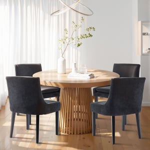COLAMY MAIRA Transitional Neutral Dining Chair - Black / Set of 4