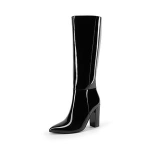 DREAM PAIRS Women   s Pointed Toe Chunky Heel Knee high Boots